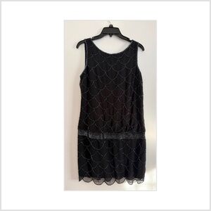 Black swing era style beaded dress